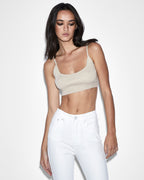 Womens Knit Bralette Oat Fitted Fashion Tops - Beige