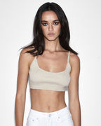 Womens Knit Bralette Oat Fitted Fashion Tops - Beige