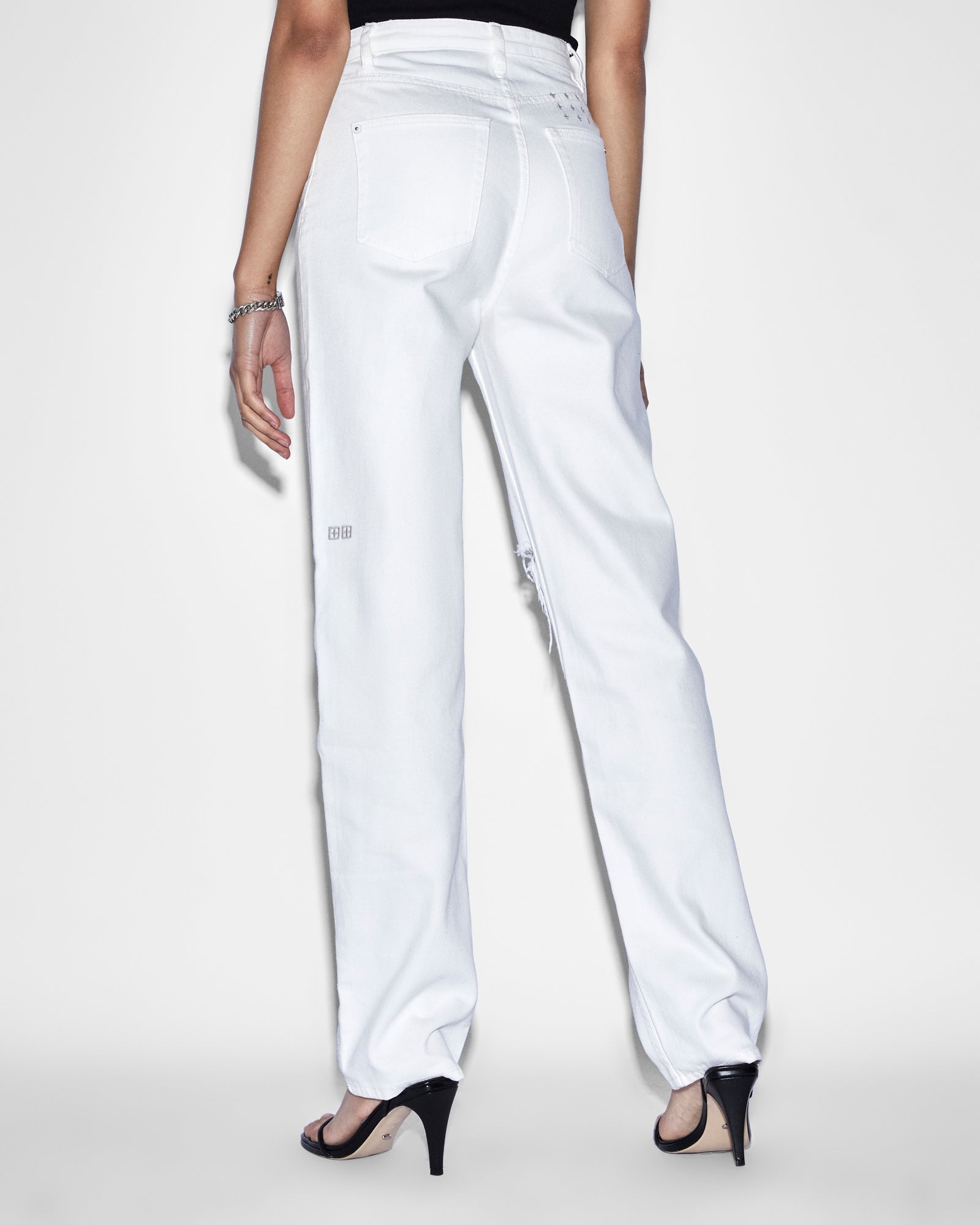 WOMENS  PLAYBACK BLANC SLICED STRAIGHT DENIM JEANS