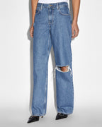 Womens Low Rider Heritage Trashed Baggy Denim Jeans - Denim