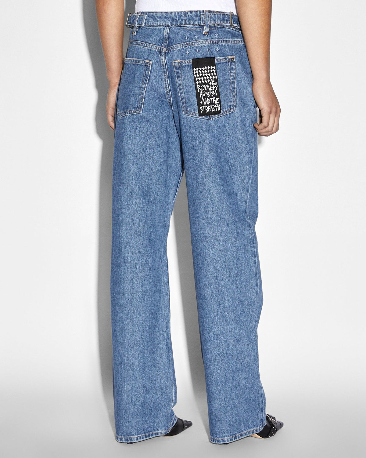 Womens Low Rider Heritage Trashed Baggy Denim Jeans - Denim