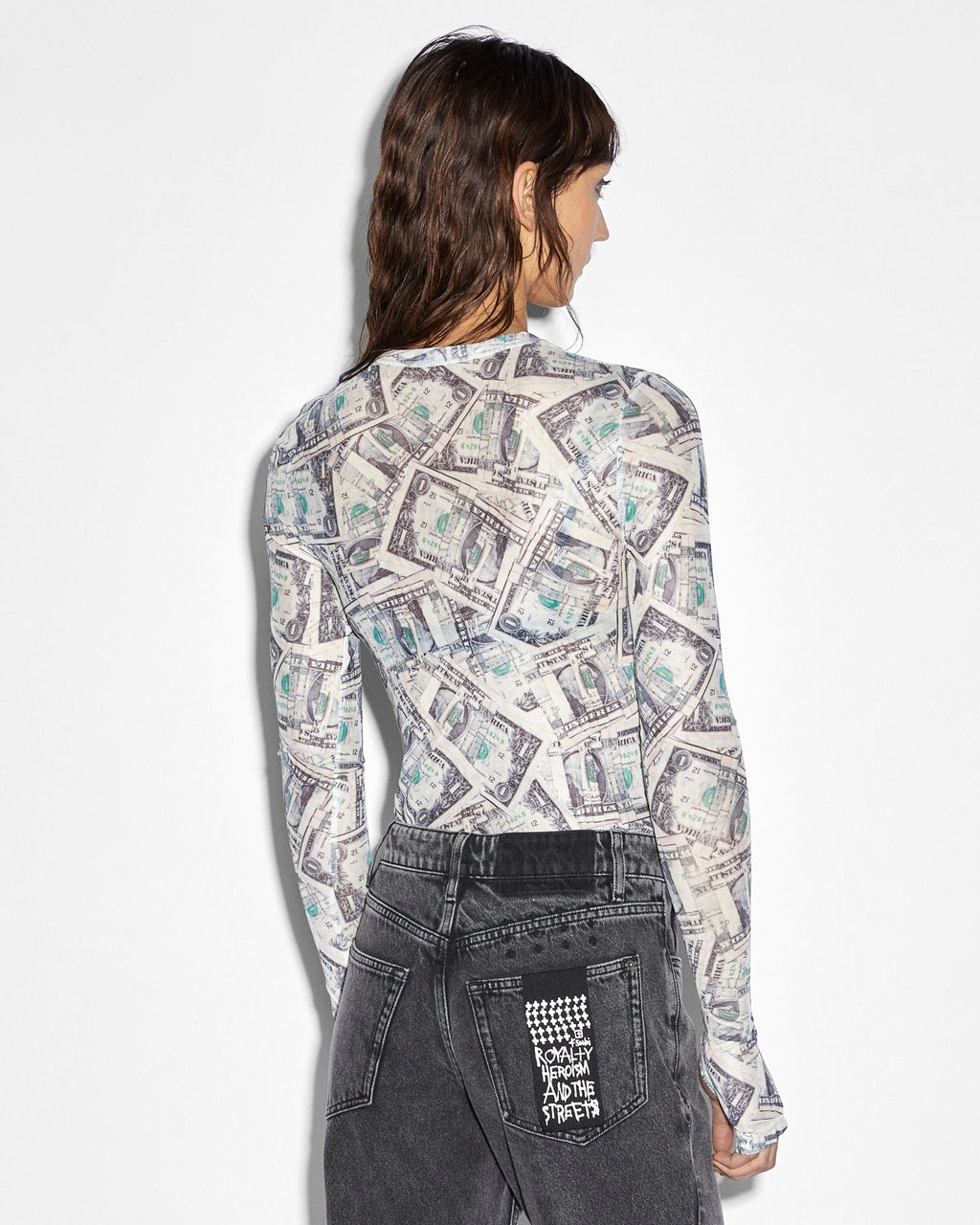 Womens Paper Ls Tee Fitted Fashion Tops - Multi Colour