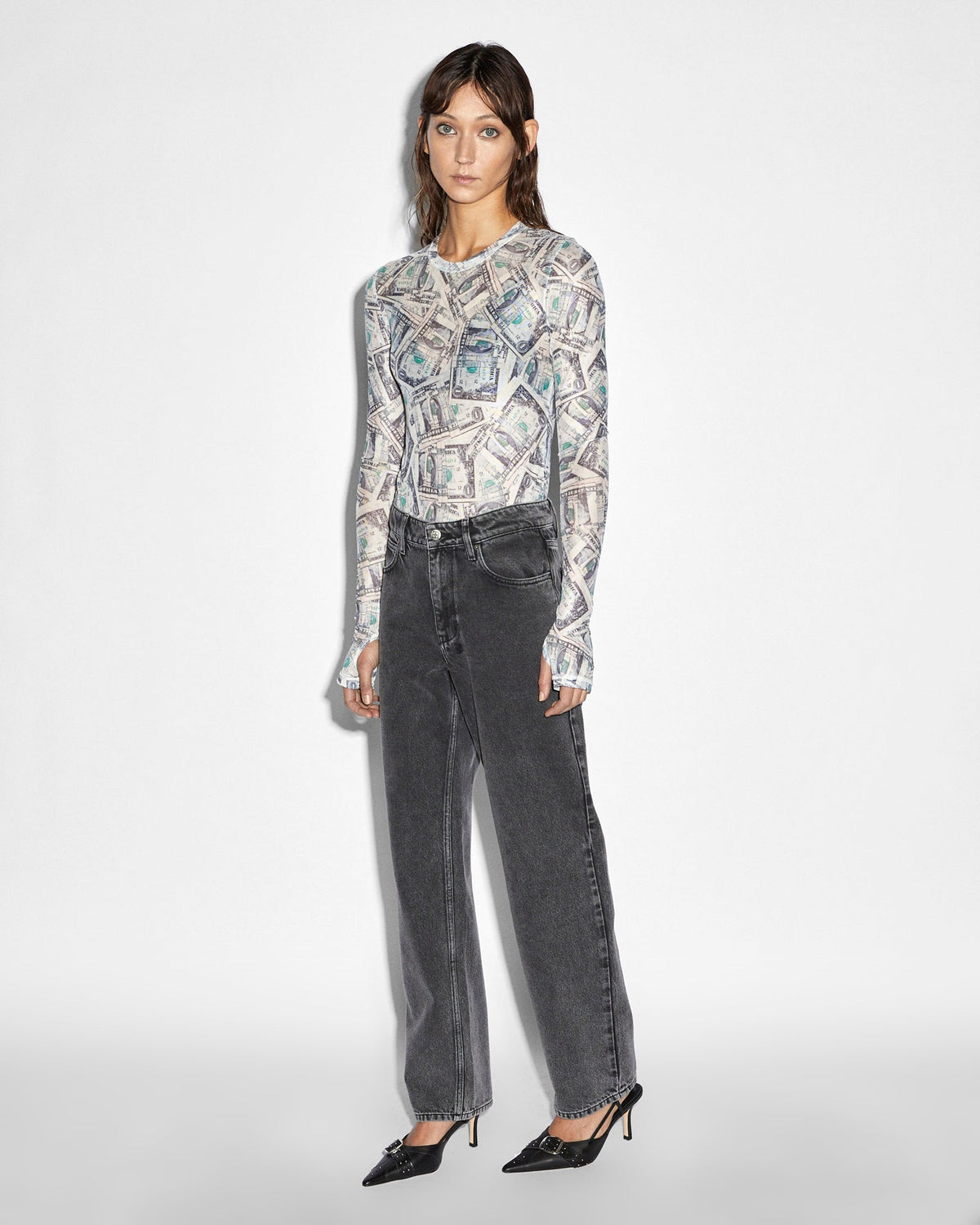 Womens Paper Ls Tee Fitted Fashion Tops - Multi Colour
