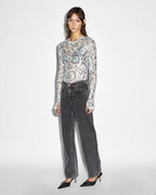 Womens Paper Ls Tee Fitted Fashion Tops - Multi Colour
