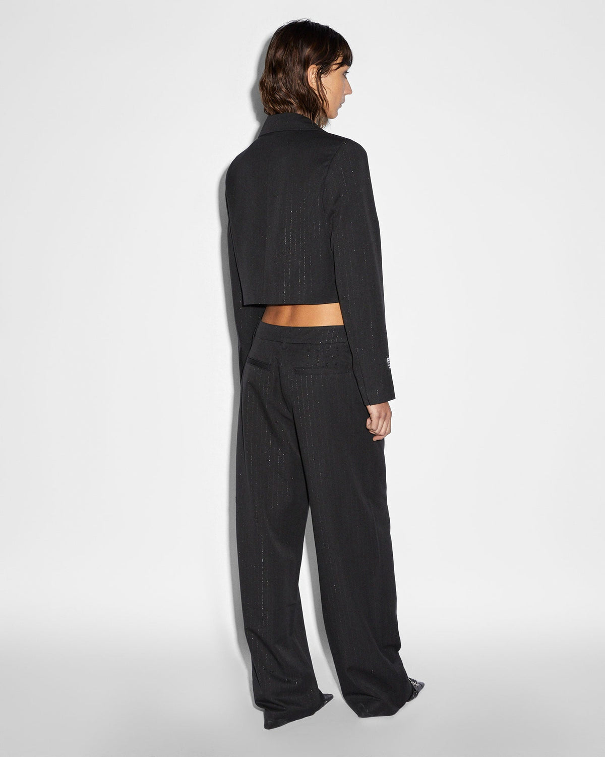 WOMENS LONDON CROP BLAZER PINSTRIPE JACKETS