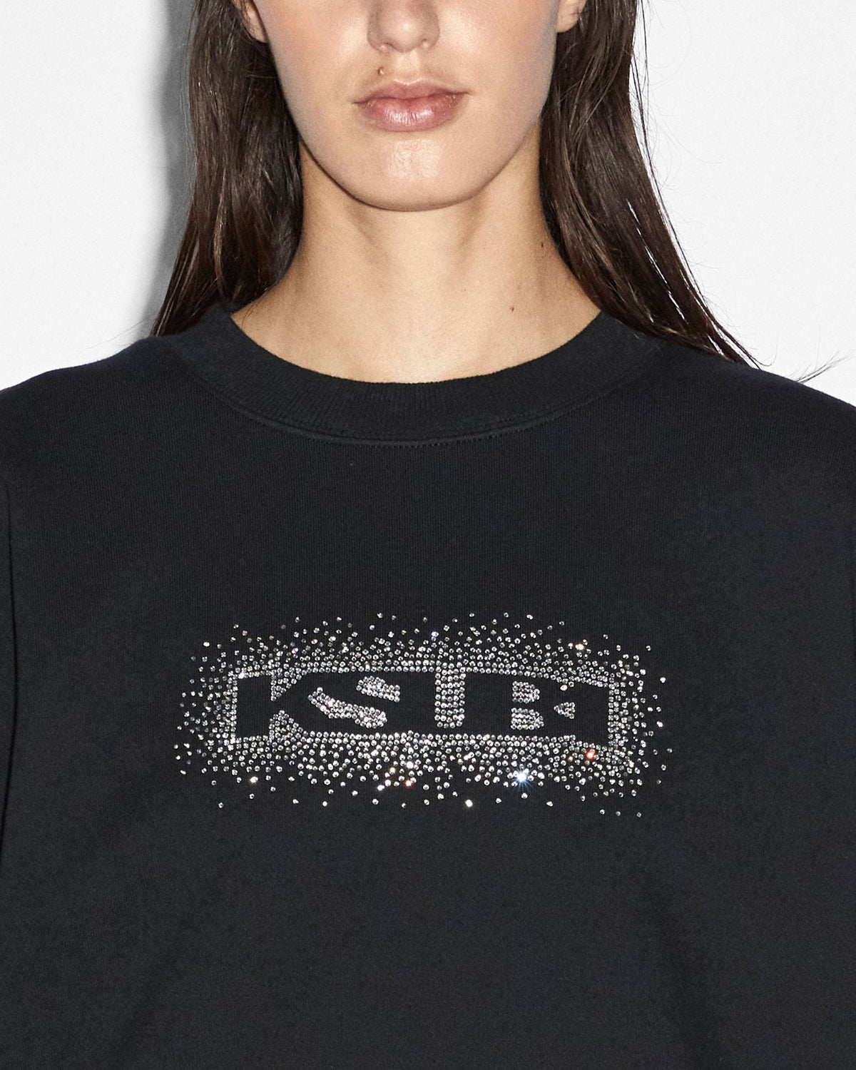 Womens Sott Burst Boxy Crew Jet Black Boxy Fleece - Black