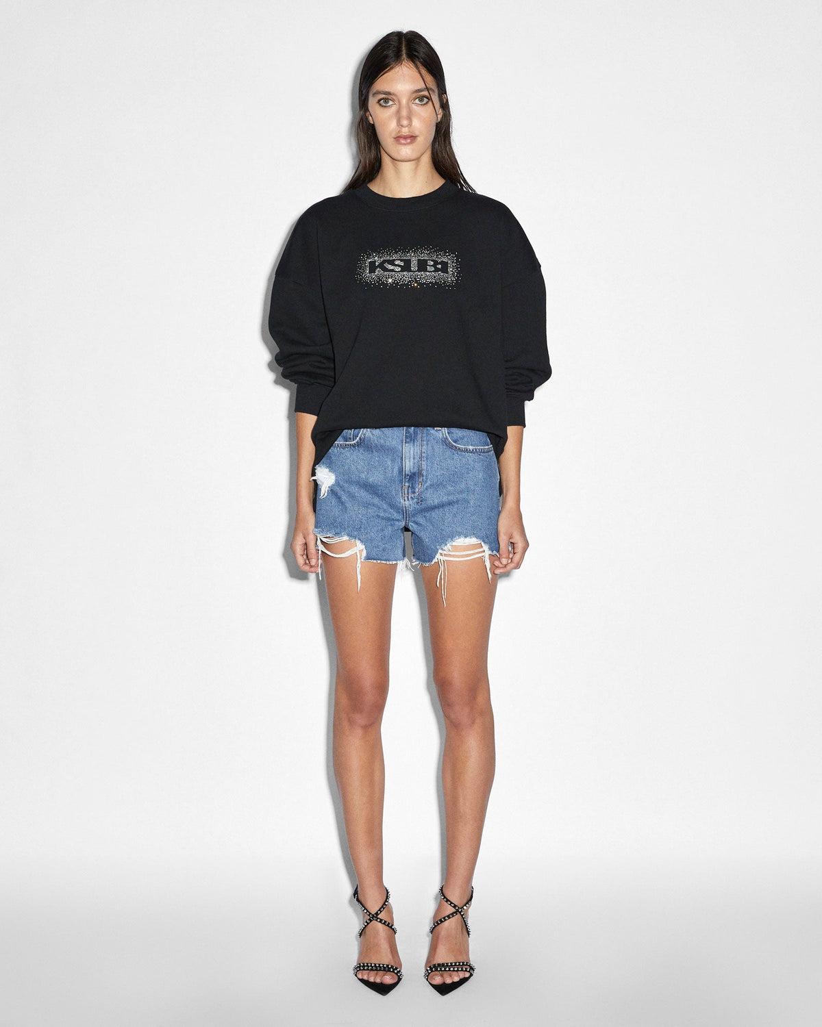 Womens Sott Burst Boxy Crew Jet Black Boxy Fleece - Black
