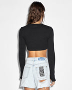 Womens Syndicate Crop Ls Tee Black Fitted Tees - Black