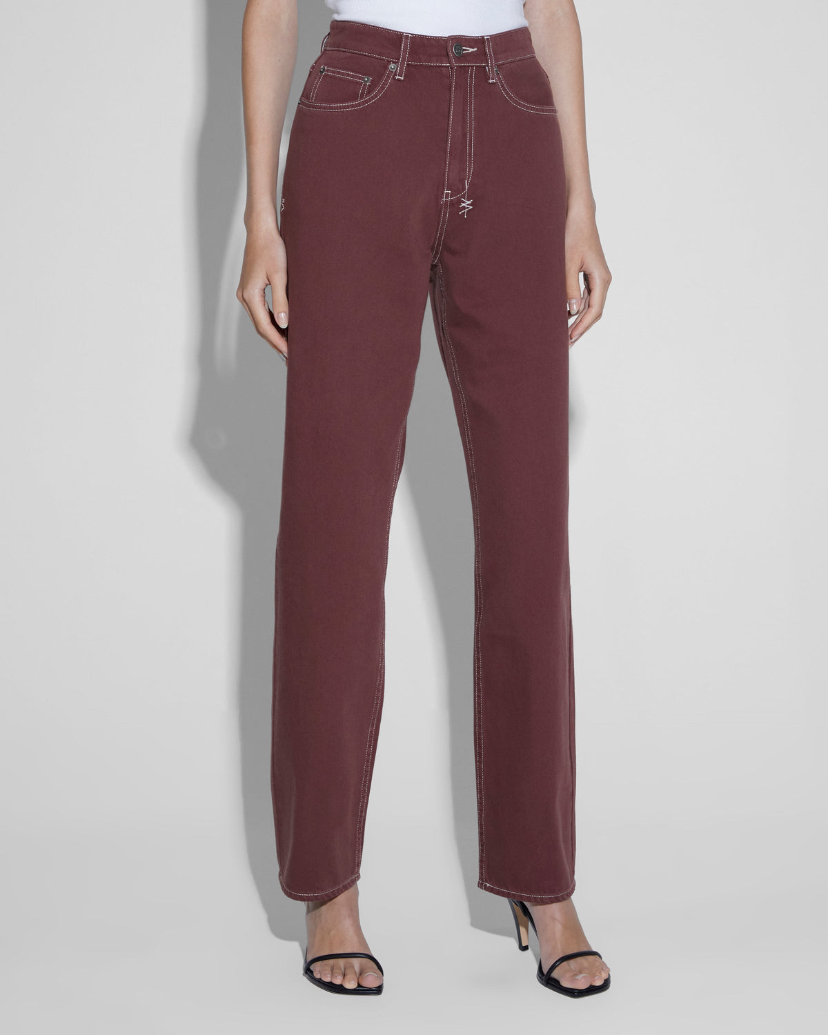 Womens Playback Andorra Straight Denim Jeans - Burgundy
