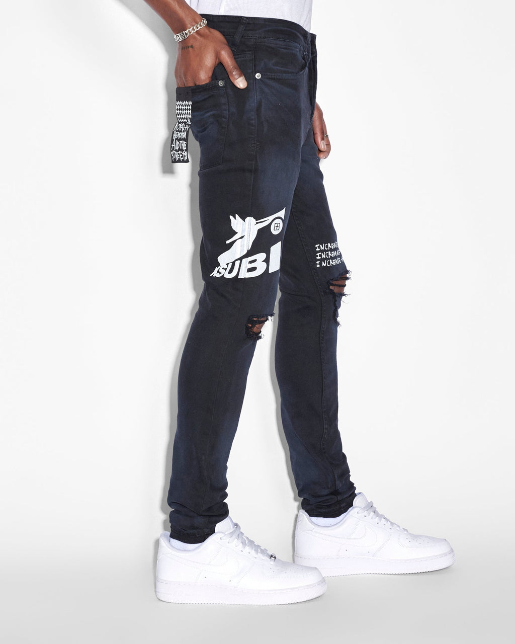Mens Van Winkle Ghosted Angels Skinny Denim Jeans - Black