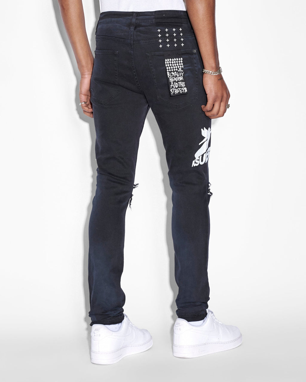 Mens Van Winkle Ghosted Angels Skinny Denim Jeans - Black