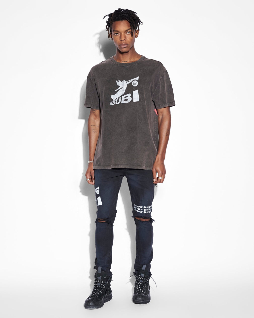 Mens Van Winkle Ghosted Angels Skinny Denim Jeans - Black