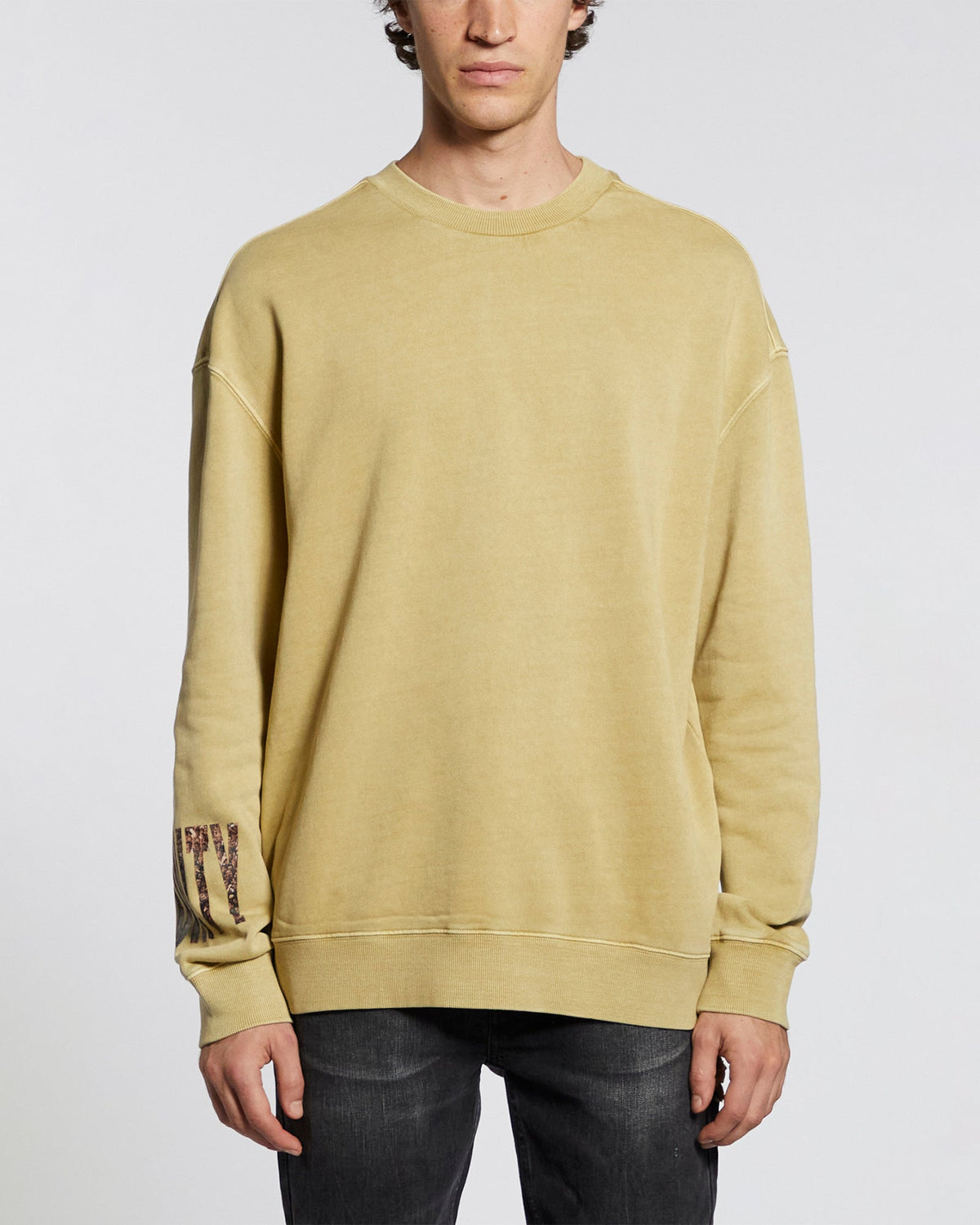 Mens Crowded Kash Crew Patrol Regular Fleece - Khaki