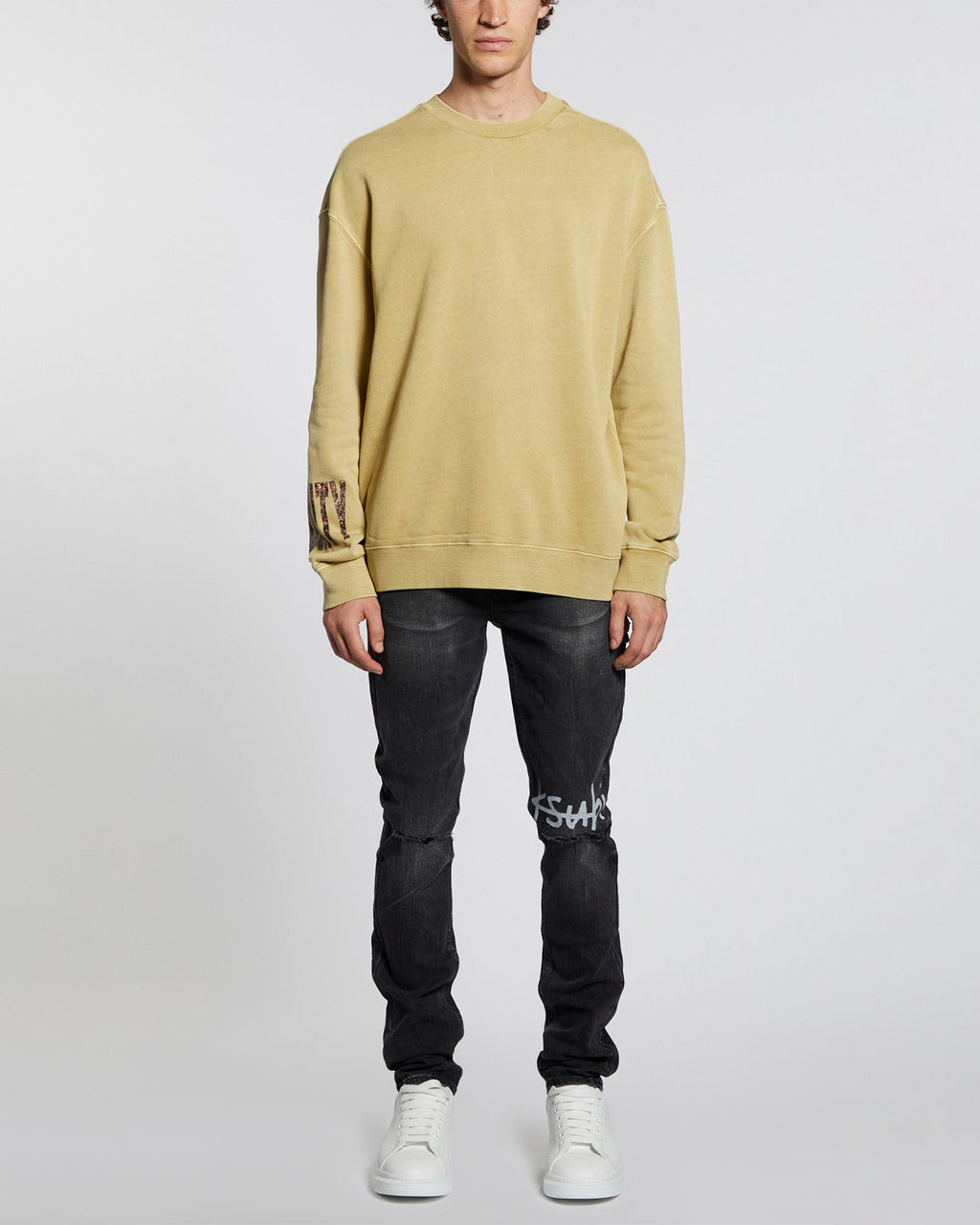 Mens Crowded Kash Crew Patrol Regular Fleece - Khaki
