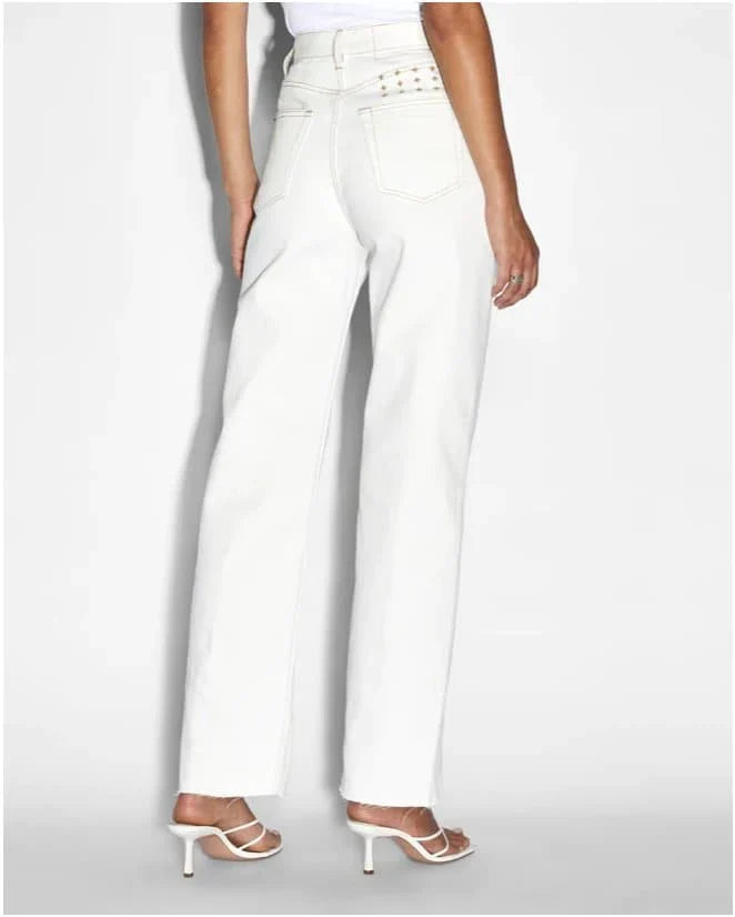 Womens Playback Sugar Rush Panel Straight Denim Jeans - White