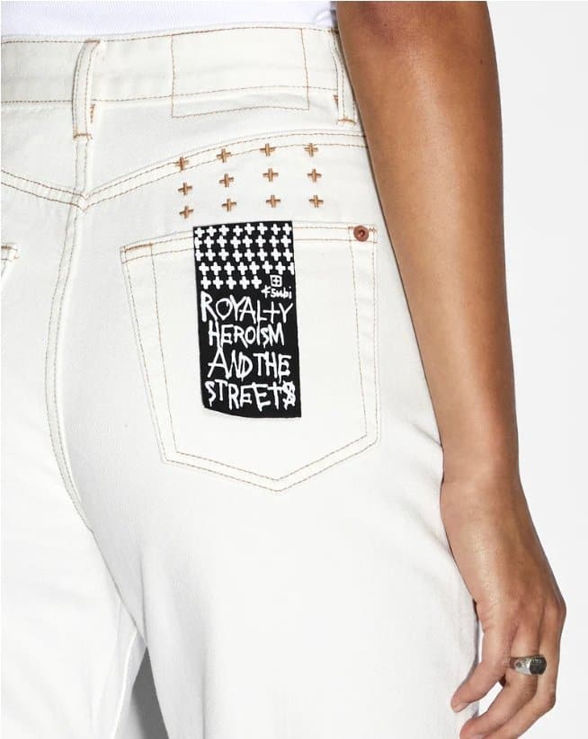 Womens Playback Sugar Rush Panel Straight Denim Jeans - White