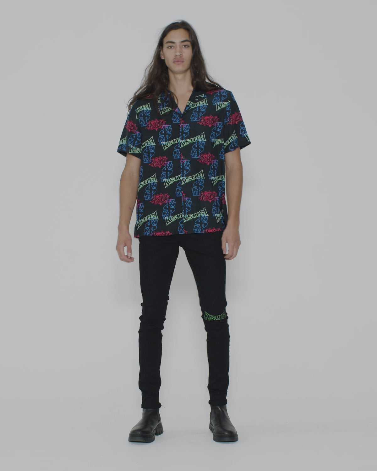 Mens Glow Resort Ss Shirt Black Regular Shirts - White