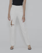 Womens Playback Blanc Sliced Straight Denim Jeans - White