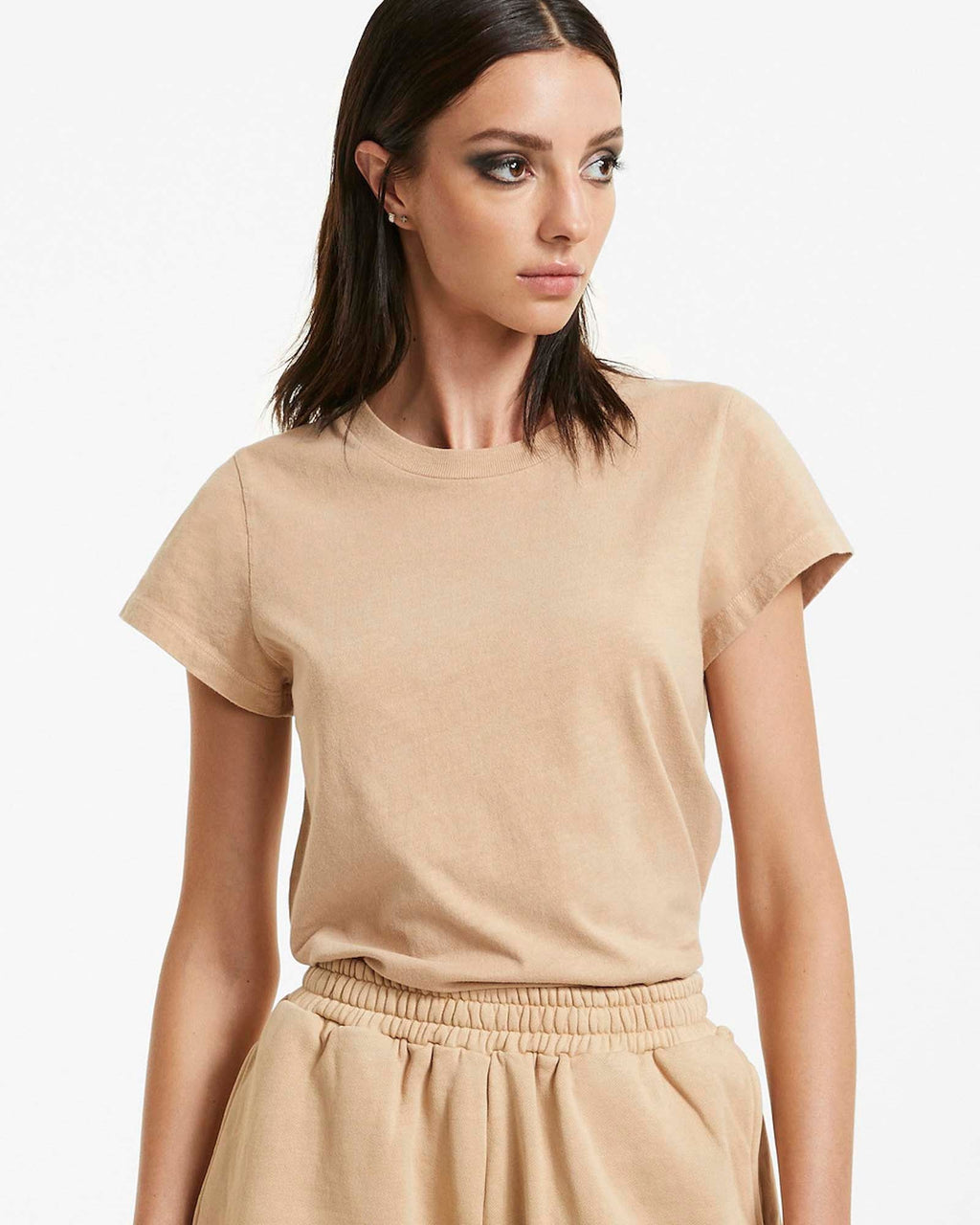 WOMENS 3 X 4 MINI SS TEE LATTE TEES