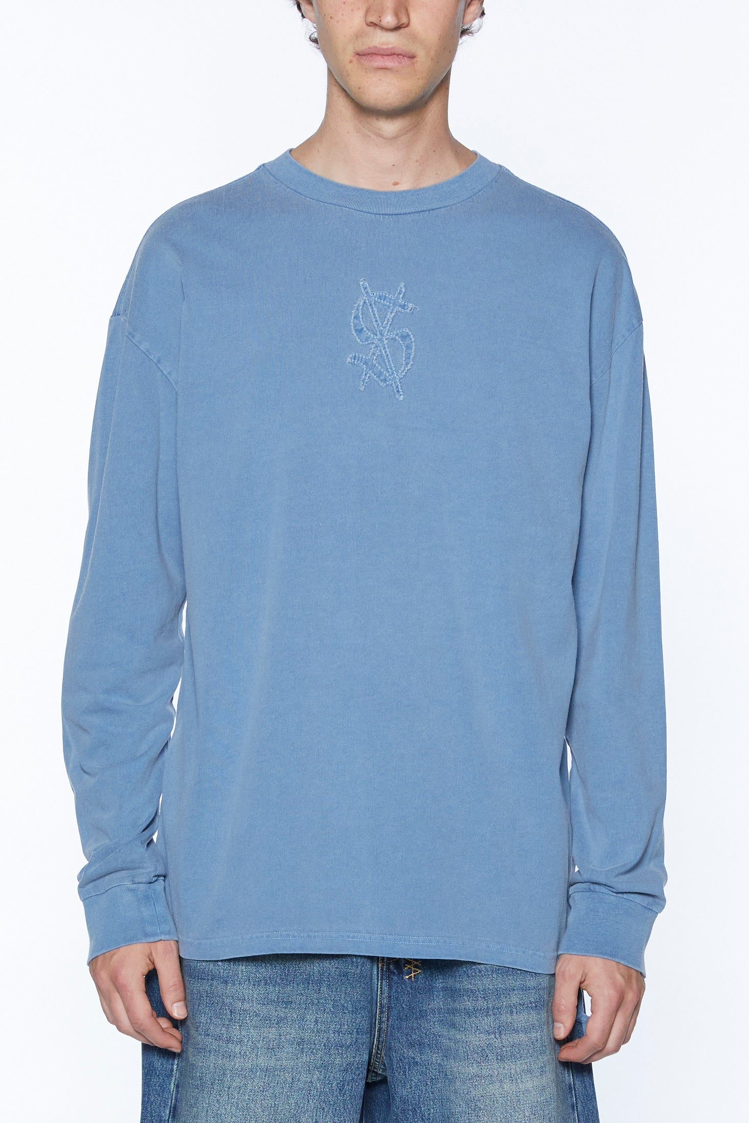 MENS  STITCH UP BIGGIE LS TEE MARINE OVERSIZED TEES