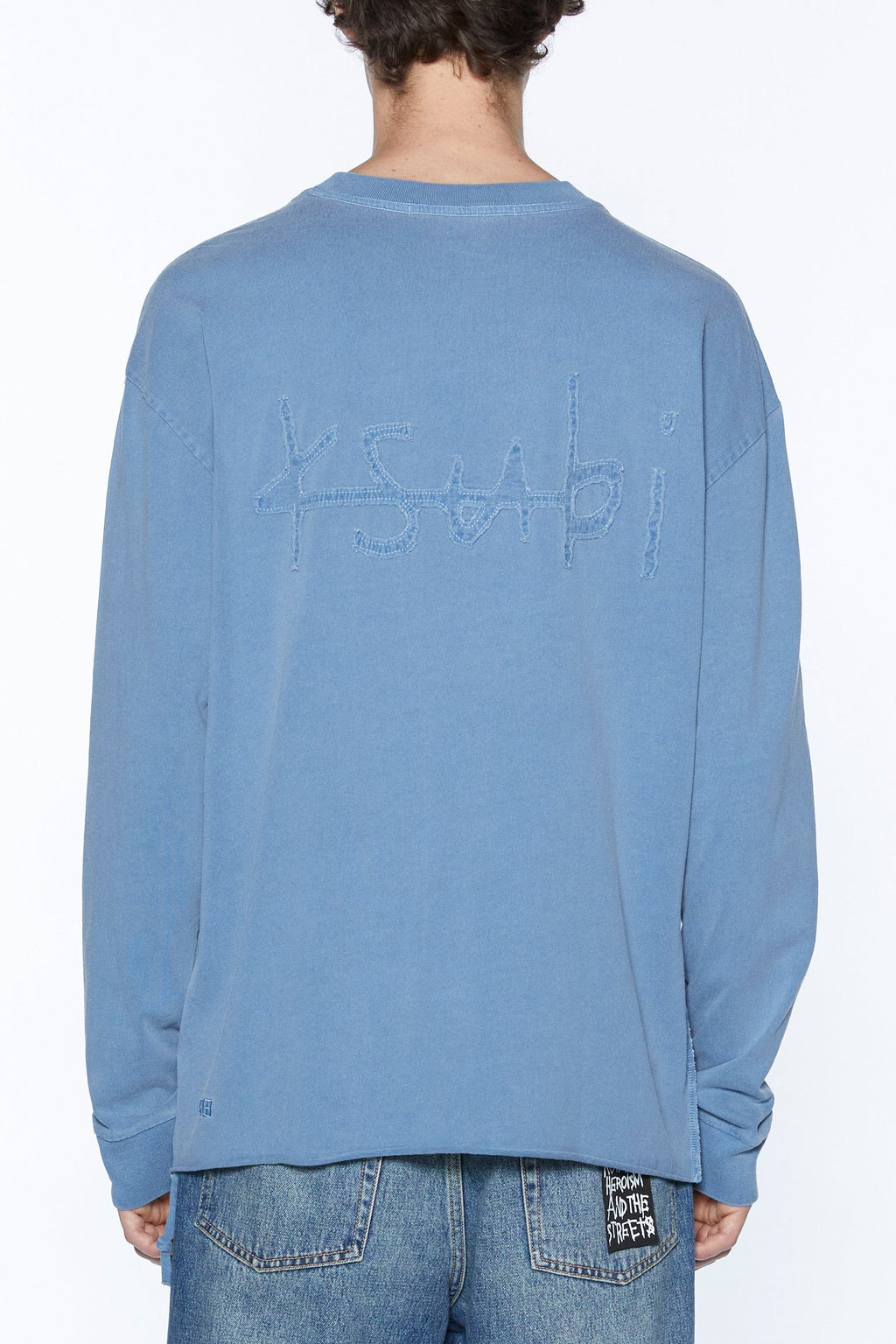 Mens Stitch Up Biggie Ls Tee Marine Oversized Tees - Blue