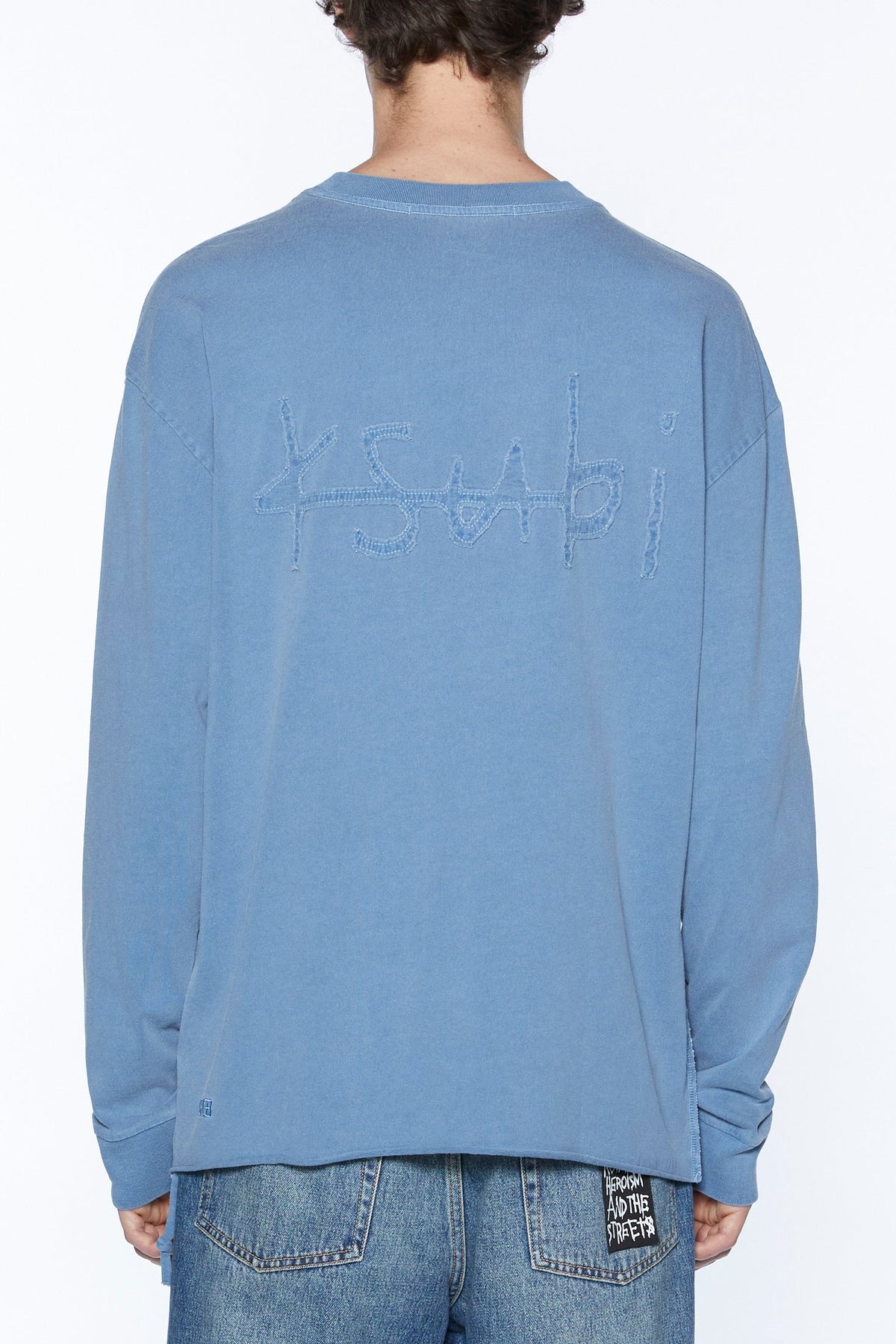 Mens Stitch Up Biggie Ls Tee Marine Oversized Tees - Blue