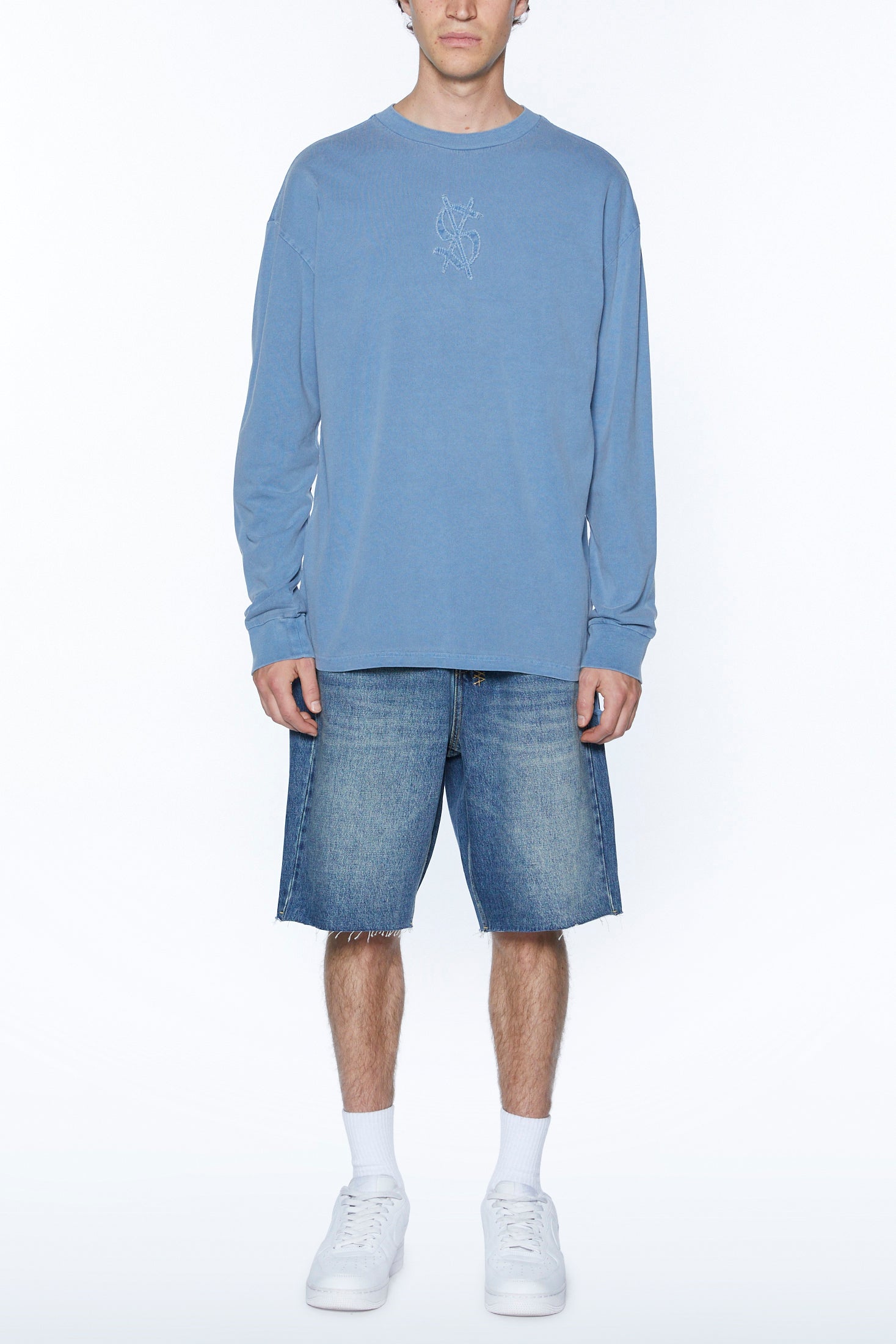 MENS  STITCH UP BIGGIE LS TEE MARINE OVERSIZED TEES