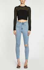 WOMENS DIVIDE SWEATER BLACK KNITWEAR
