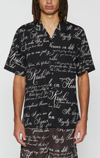 Mens Kursed Resort Ss Shirt Black Regular Shirts - Black