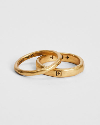 18K AGED BOX CROSS RING