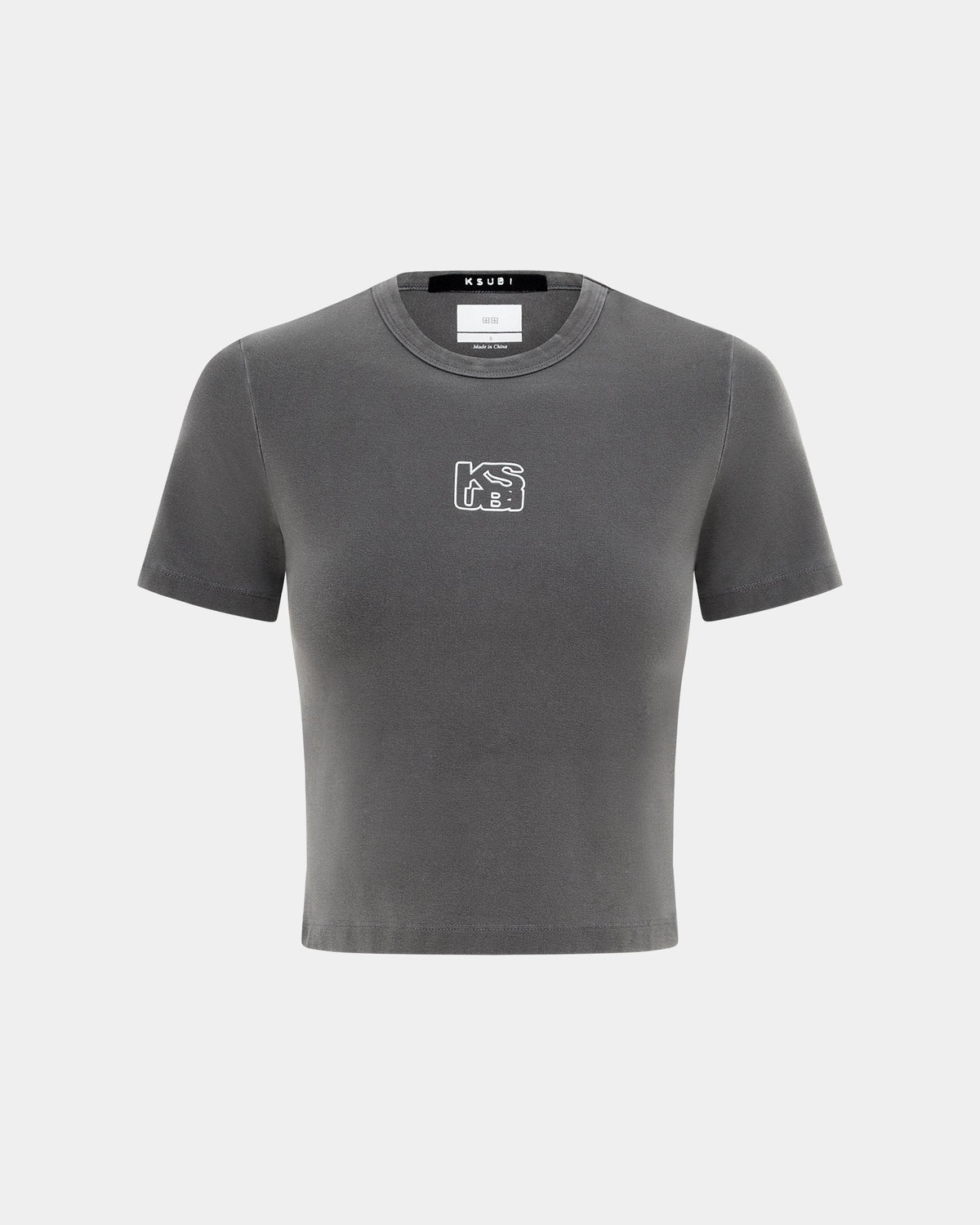 STACKED BABY SS TEE CHARCOAL